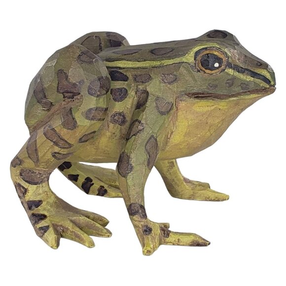 Arthur Shoemaker Frog Toad Wood Carved Miniature Animal Folk Art Vintage 1979 - Picture 1 of 8